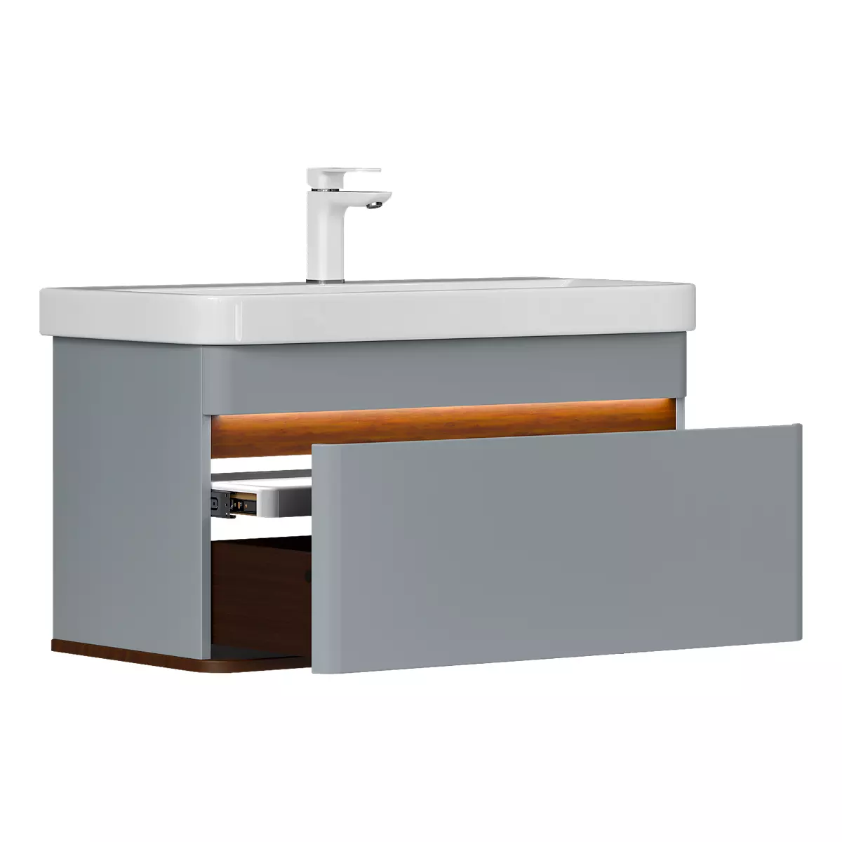 Подвесная тумба с раковиной 80 см EQUIL Elegante/Элеганте T8 Мэйджик/Дуб голиано + рак. Найс 80, tpELGNT80.1Y (9595)-24.26