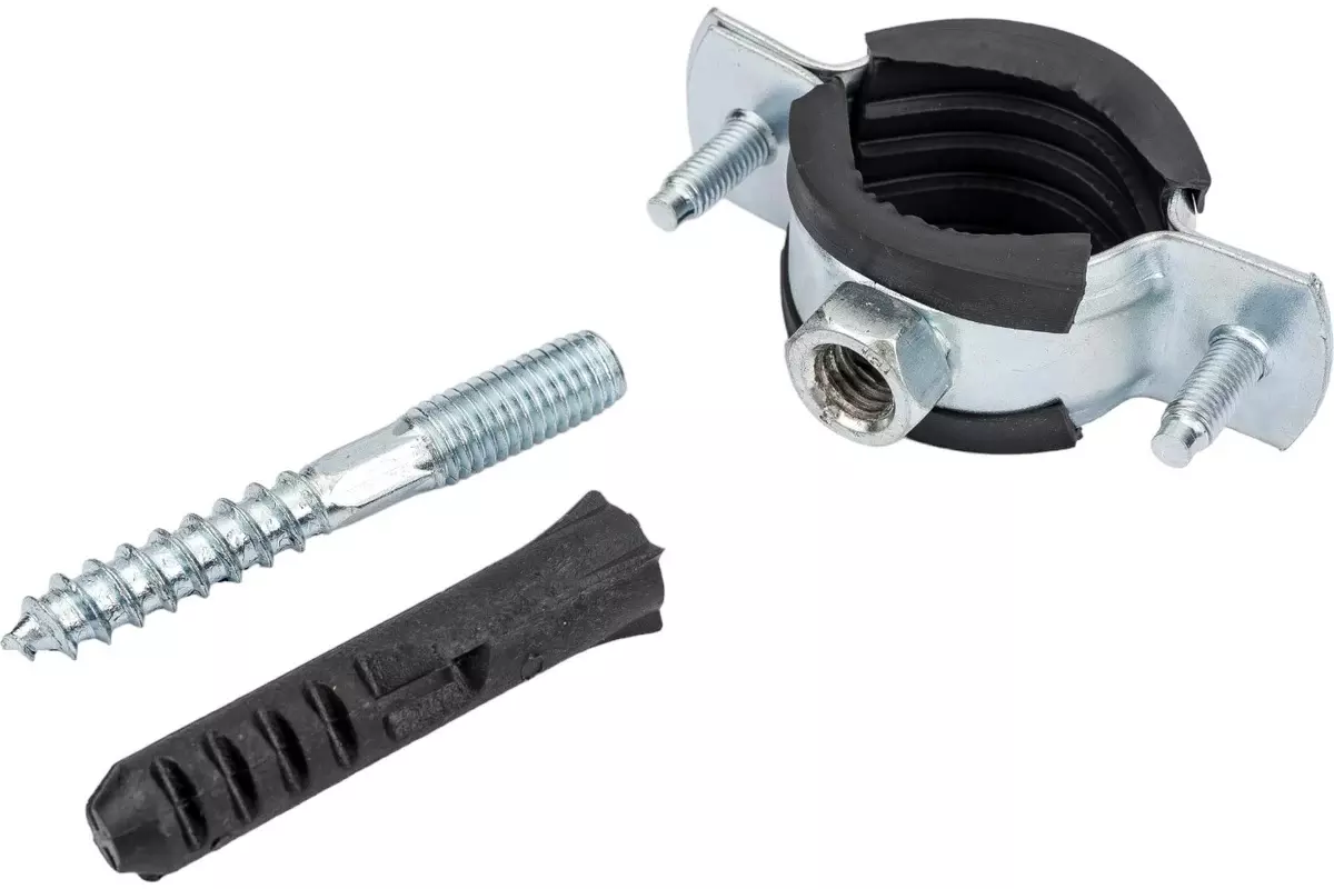 Хомут для труб 25-29 мм, с дюбелем и шпилькой-шурупом, металл, RTP 29192