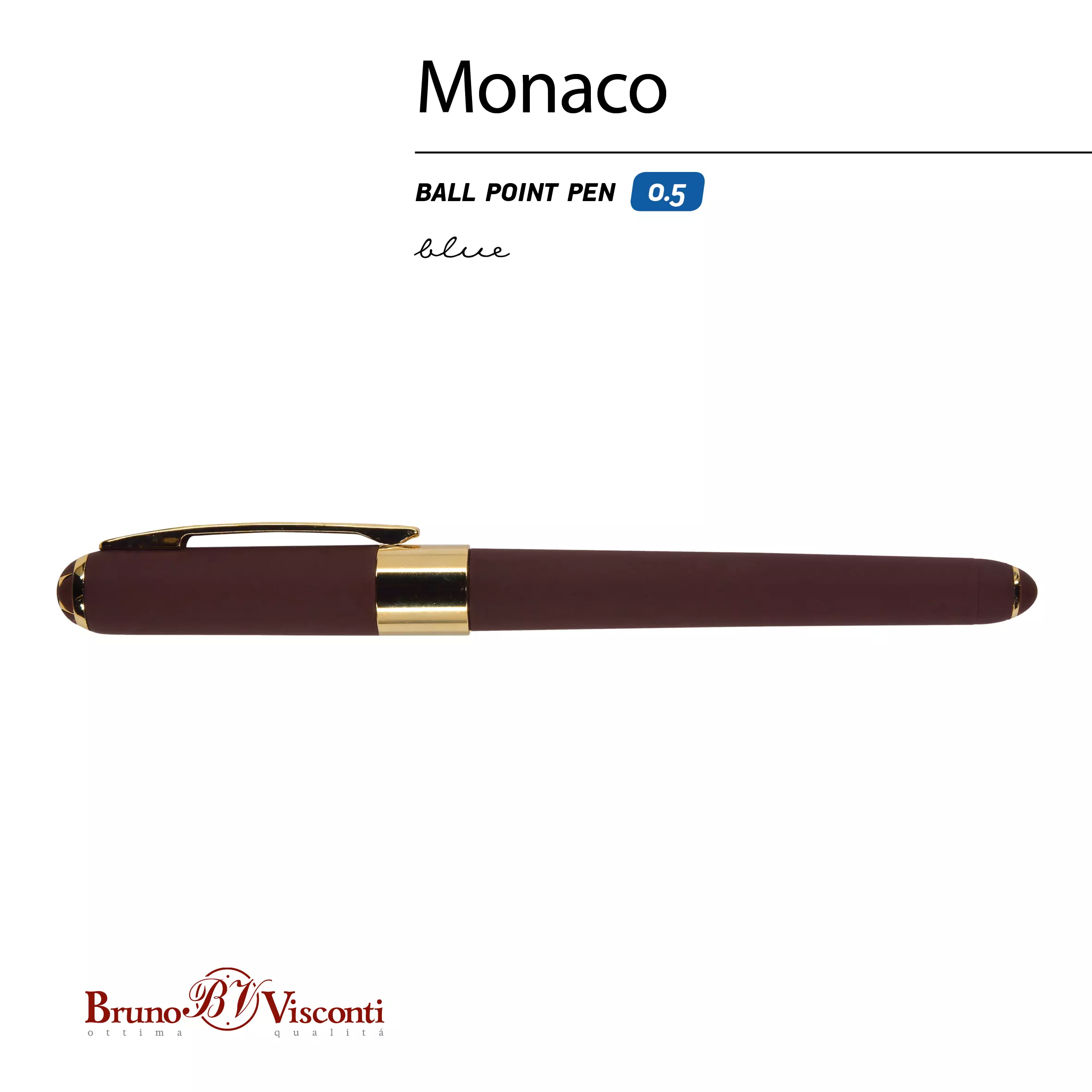 Ручка шариковая синие чернила BrunoVisconti Monaco коричневый корпус 20-0125/05