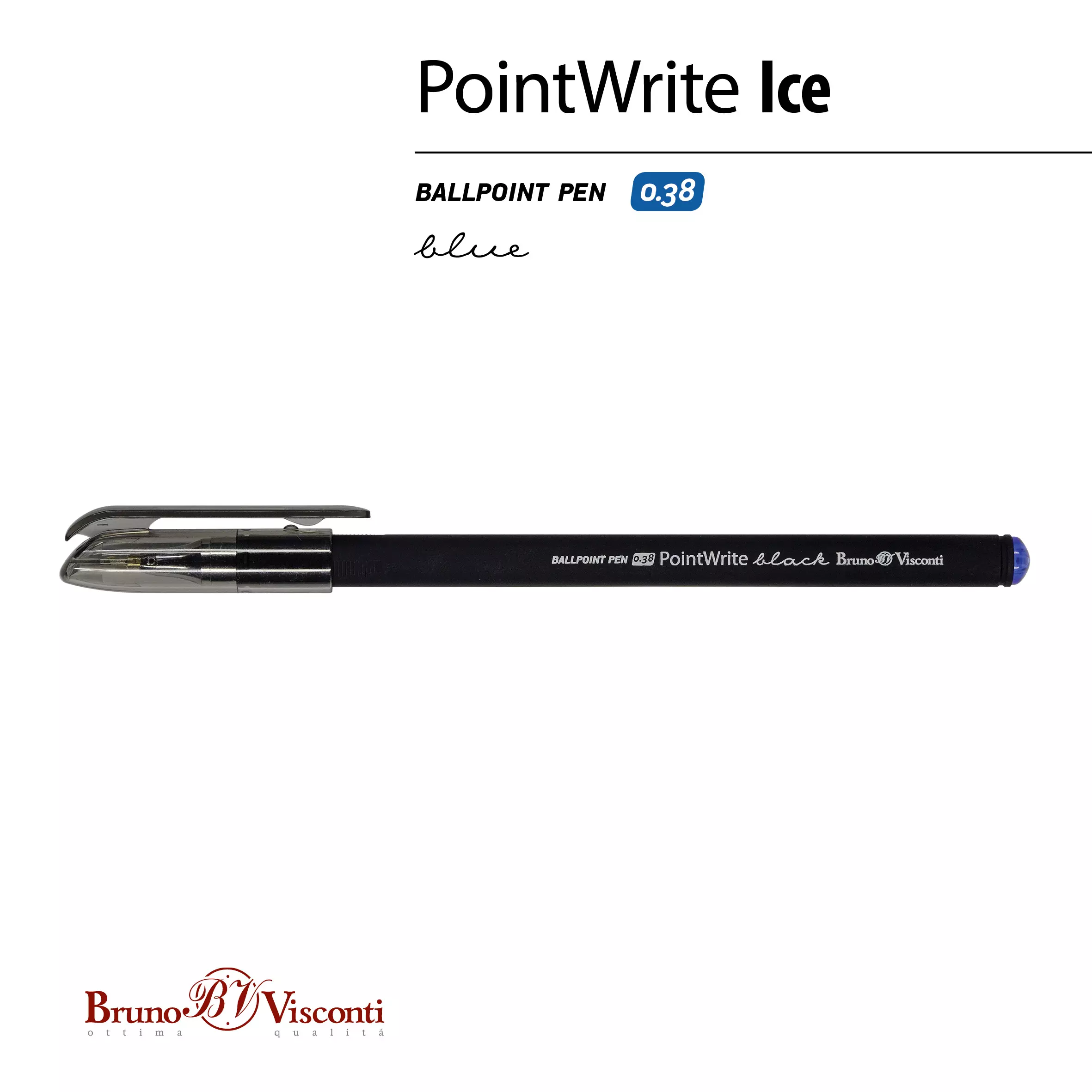 Ручка шариковая BrunoVisconti PointWrite Black 0.38 мм синяя