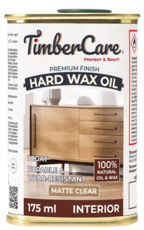 Масло тонирующее с твердым воском TimberCare 350051 Hard Wax Oil цвет прозрачный матовый 0,175л