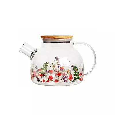 Заварочный чайник 1000мл, MEADOW с бамбуковой крышкой, DOMENIK DMG009