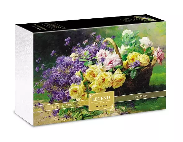 Пазл 500 элементов 480х330 мм Hatber Legend Art Series Корзина цветов в подарочной коробочке + Посте