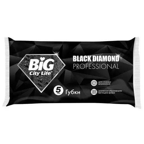 Губка для посуды 5 шт BIG City Black Diamond
