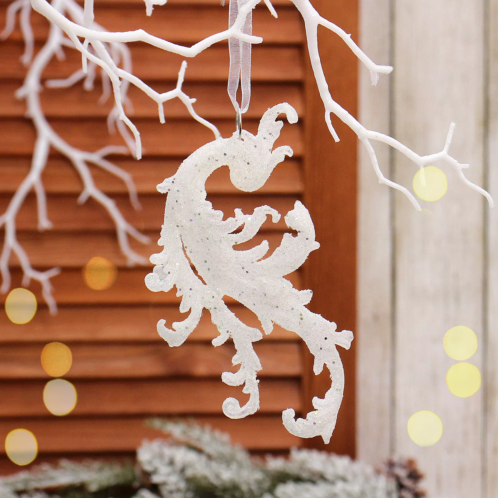 Елочное украшение Зимние узоры 7х13 см белый 916-0948