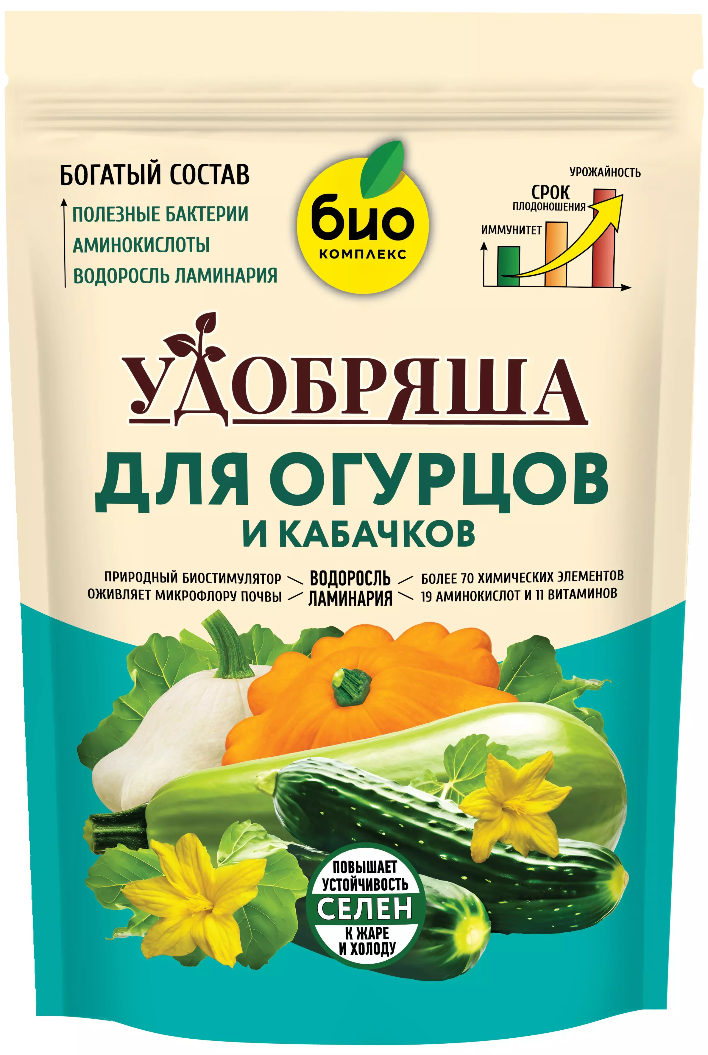 Удобрение для овощей огурцы, кабачки 900 г Удобряша БИО-комплекс