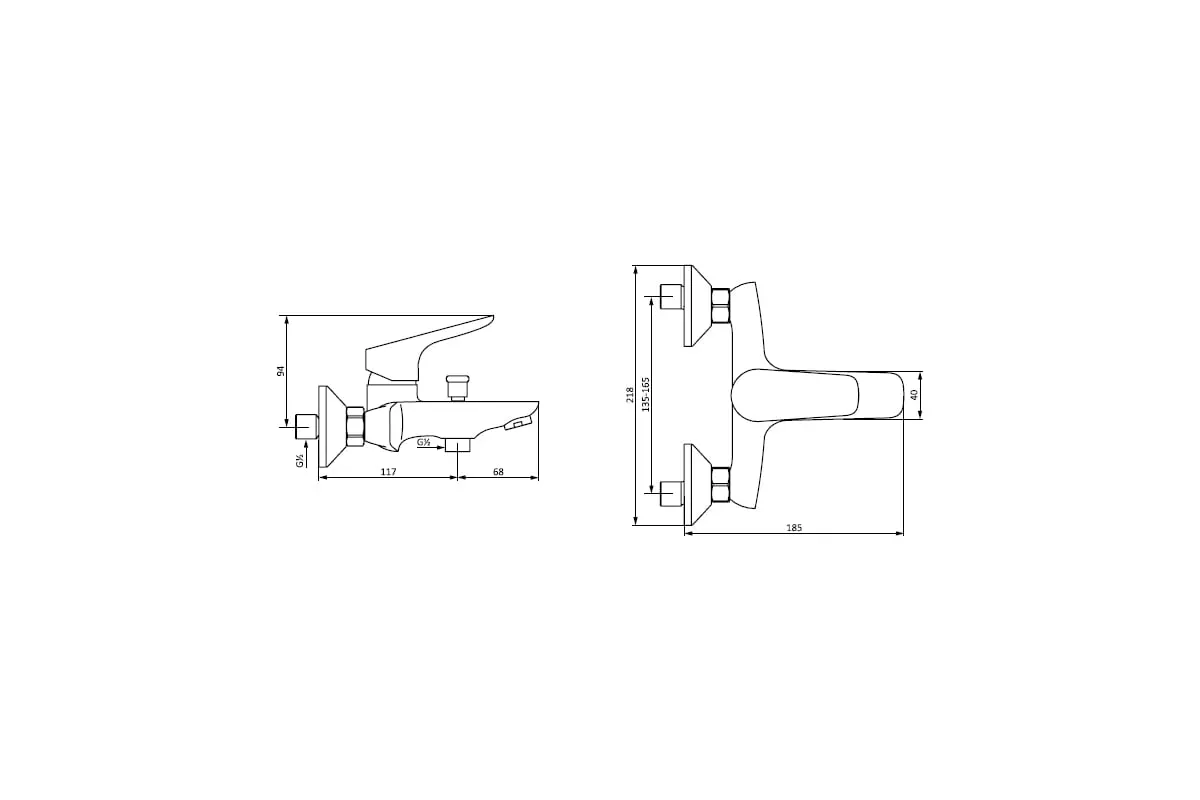 Смеситель для ванны, короткий излив, хром Damixa RedBlu Origin Bit 771000000