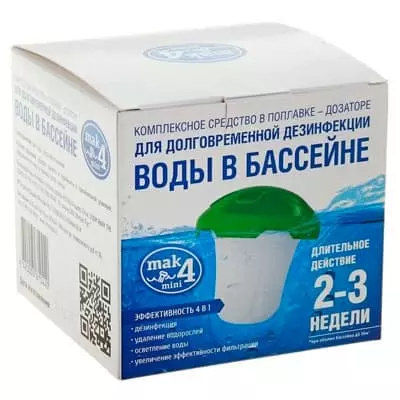 Таблетки для дезинфекции воды в бассейне MAK 4 мини, поплавок-дозатор