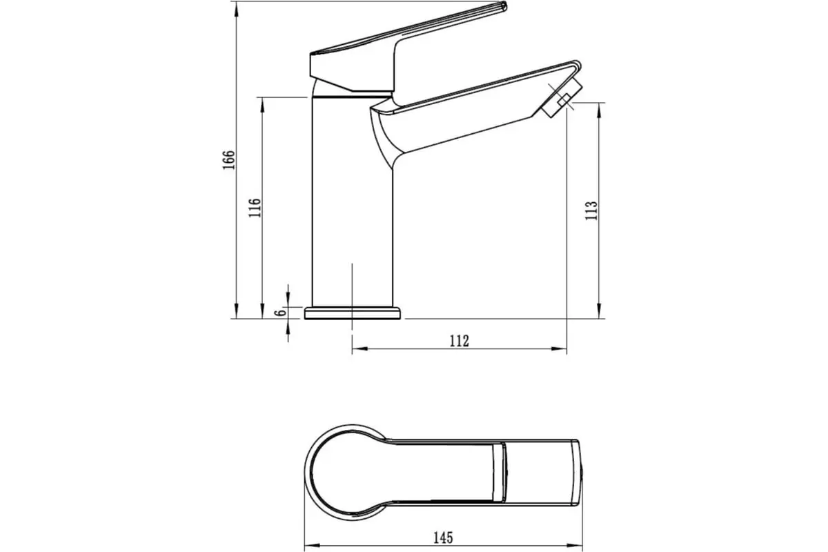Смеситель для раковины, хром, VODA Rock RK 26, латунь