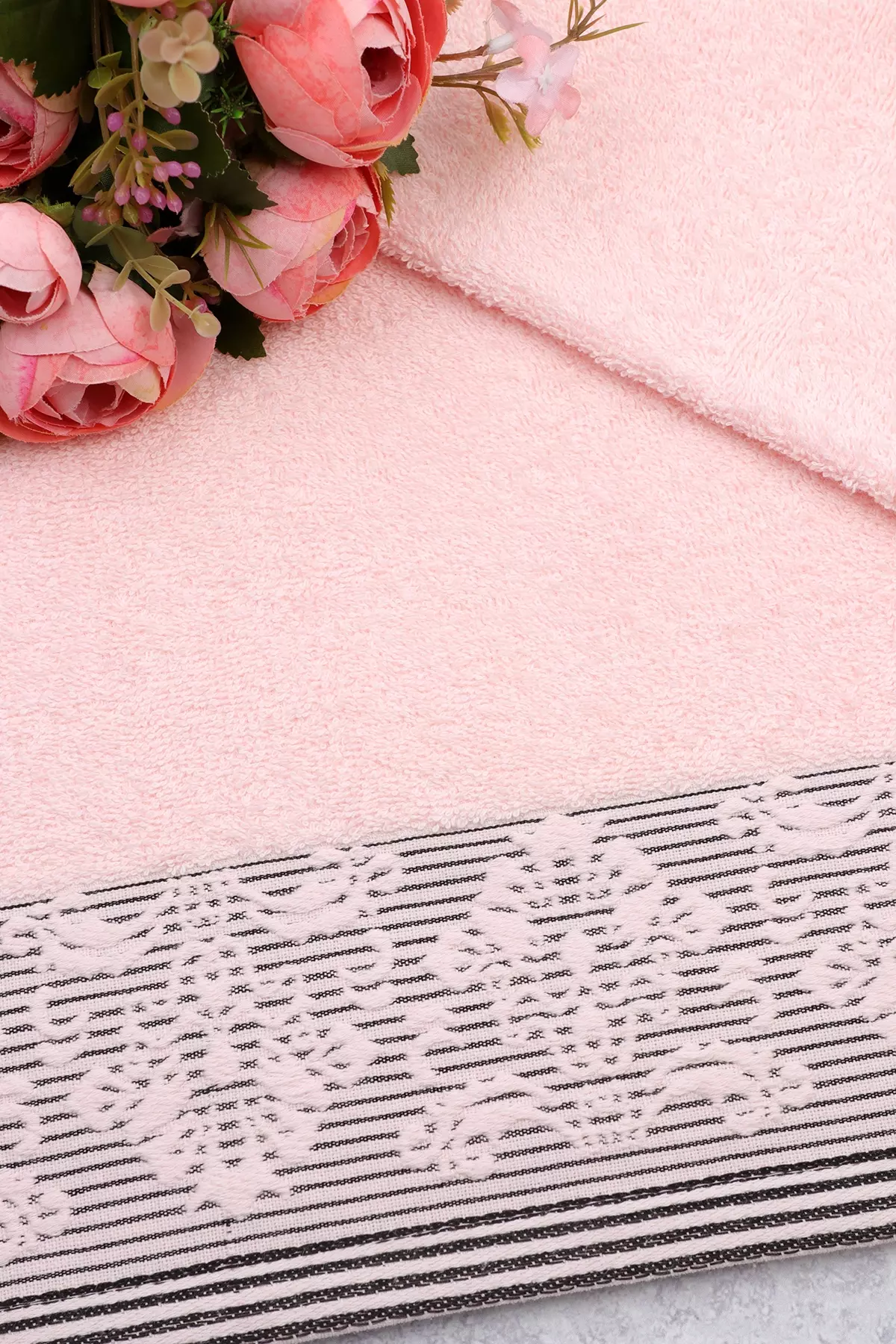 Полотенце махровое 50*90 бело-розовый (пудра) LuxoR Монифа