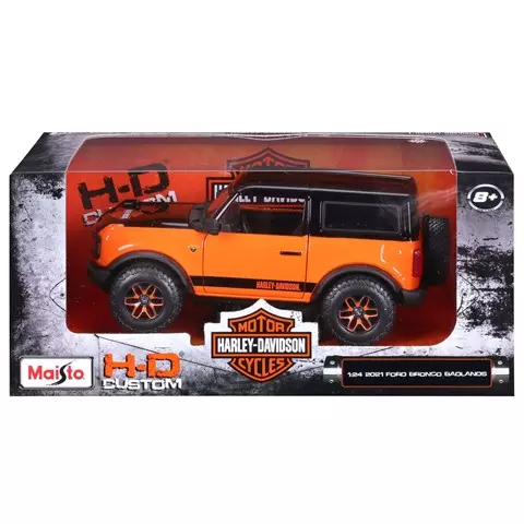 Машинка Внедорожник die-cast Harley-Davidson 2021 Ford Bronco Badlands 1:24, чёрный 32272