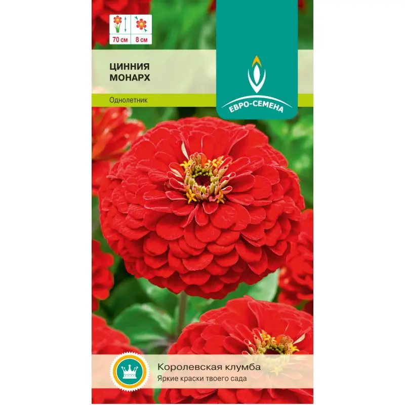 Семена цветов Цинния Монарх. ЕВРО-СЕМЕНА Ц/П 0.3 г