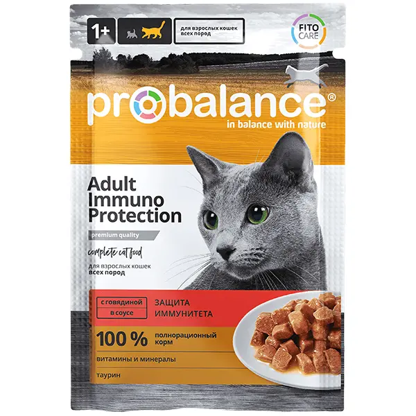 Влажный корм для кошек Probalance Immuno Protection говядина, 85 г