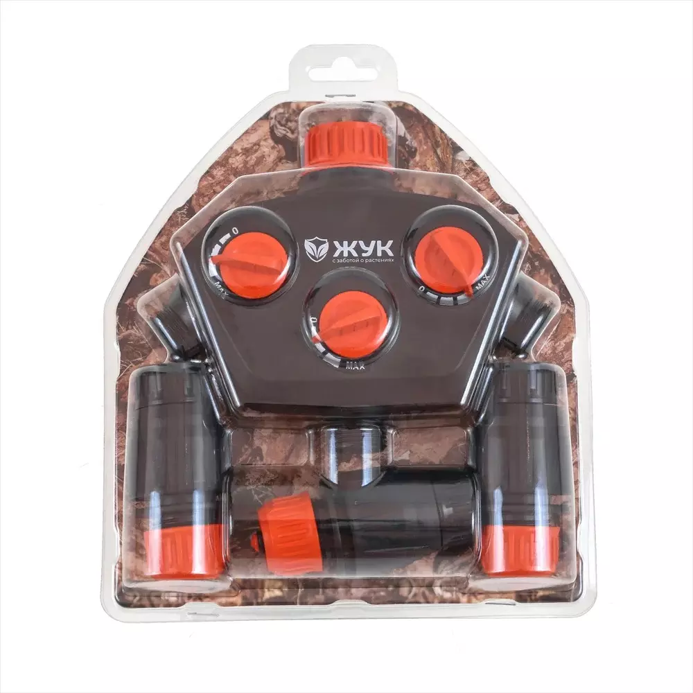 Разветвитель для шланга 3-х канальный с набором насадок 1/2" Жук 339392-00