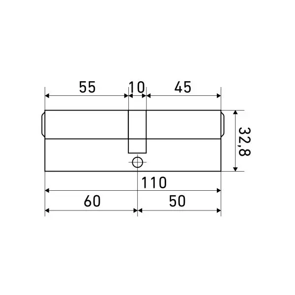 Цилиндровый механизм Стандарт MAX 110 мм (50х60) SN 5кл мат.никель перф.ключ/ключ