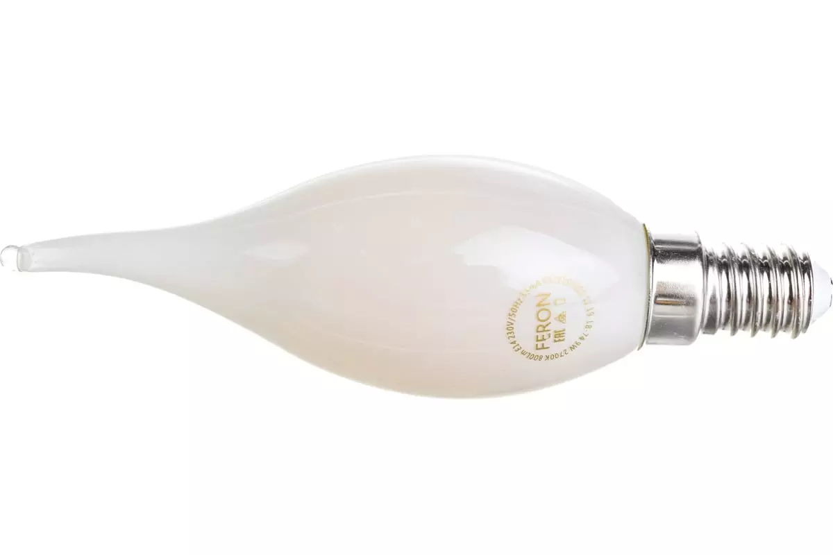 Светодиодная лампа Е14 220В 9Вт 2700К свеча на ветру теплый свет FERON 25959