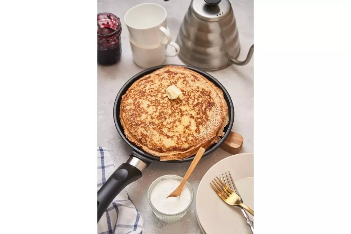 Сковорода блинная 22 см, литой алюминий «Мраморная» MR6222