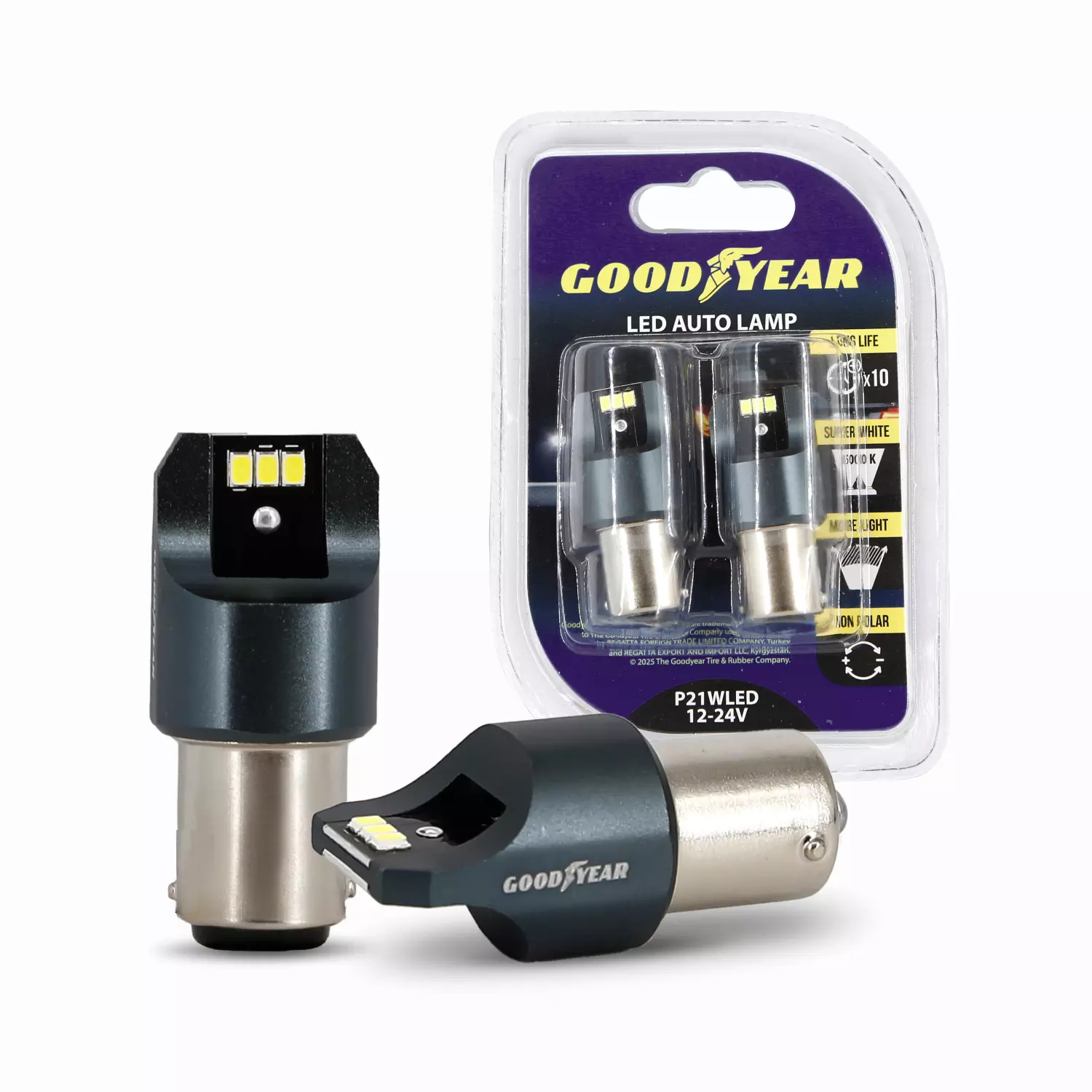 Лампа автомобильная светодиодная Goodyear GY P21WLED 12-24V