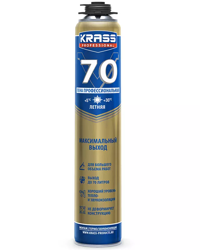 Пена монтажная пистолетная Krass Professional V70 0,89л