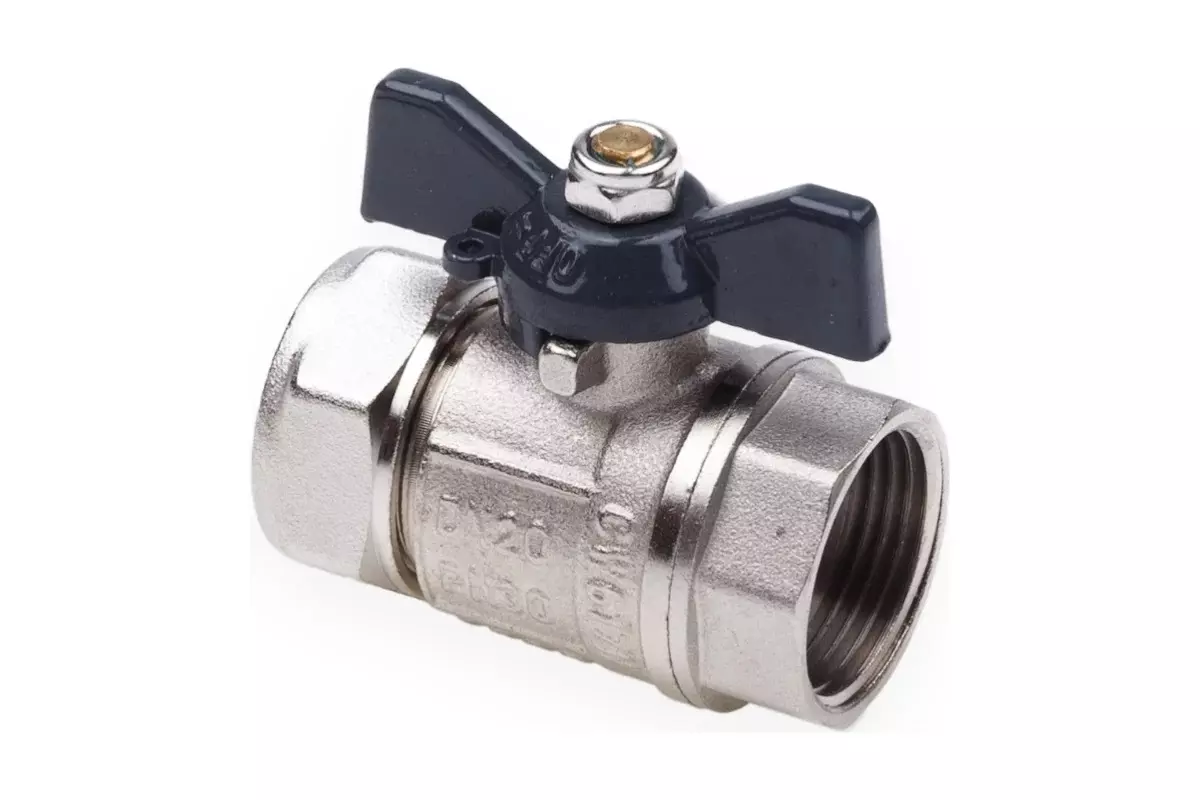 Кран шаровой для металлопластиковых труб 20х3/4" ВР, бабочка черная, AQUALINK 00875