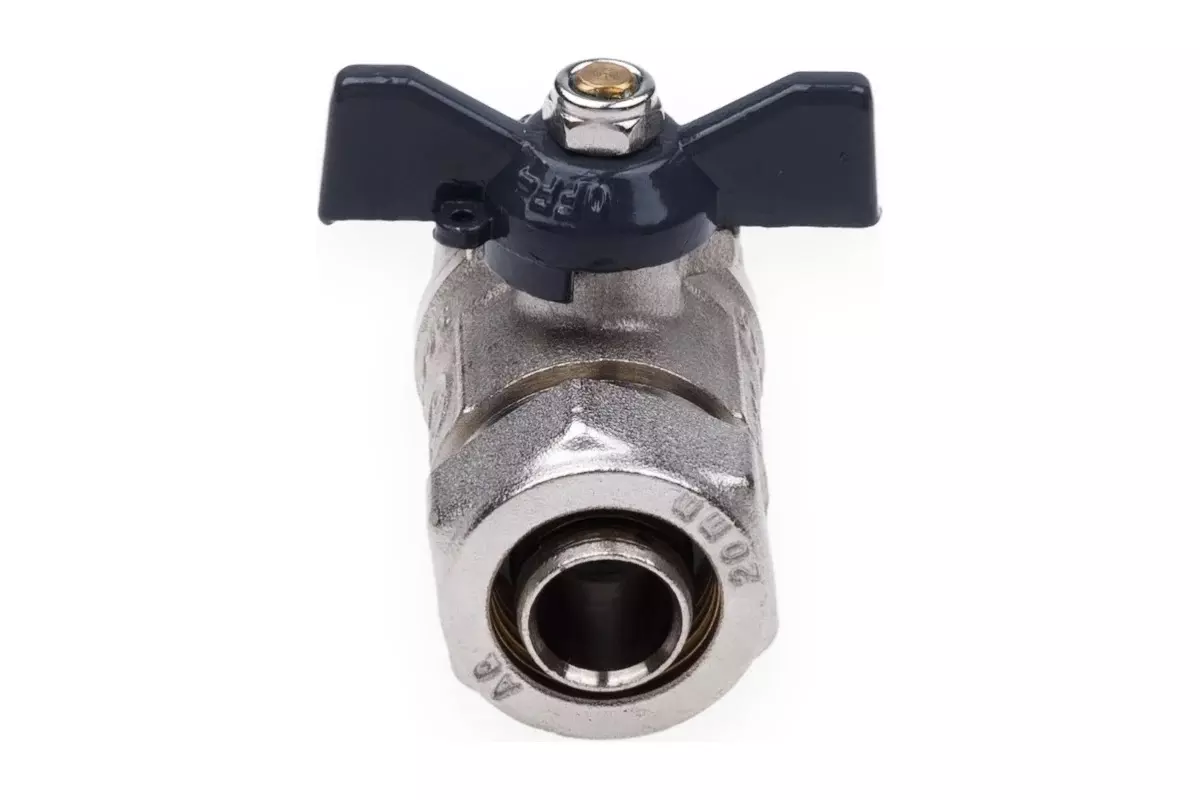 Кран шаровой для металлопластиковых труб 20х3/4" ВР, бабочка черная, AQUALINK 00875