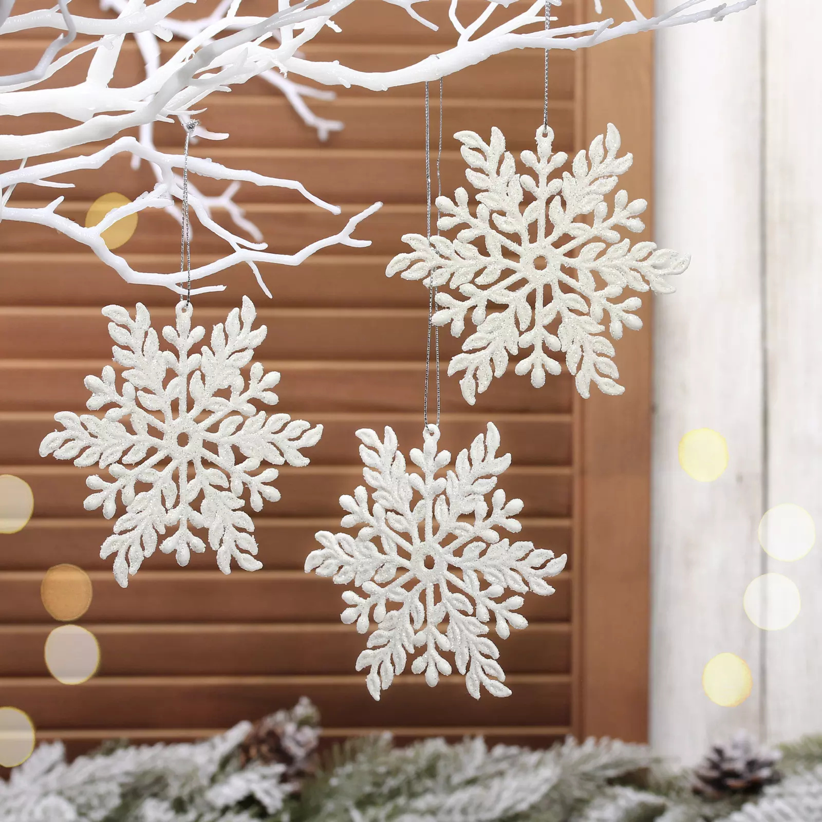 Елочное украшение Волшебная снежинка 12 см (3 шт) белый 916-1998