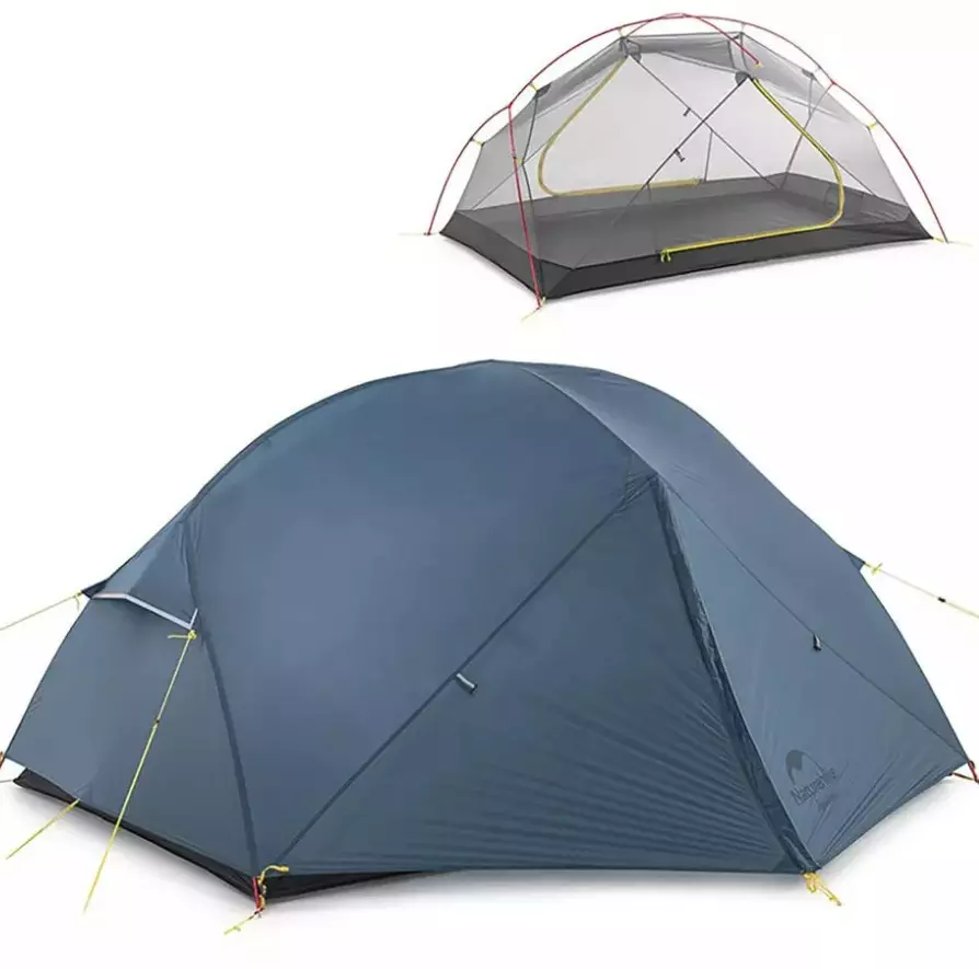 Палатка Naturehike Mongar 2-местная, алюминиевый каркас, сверхлегкая, синяя NH19M002-J-DBL