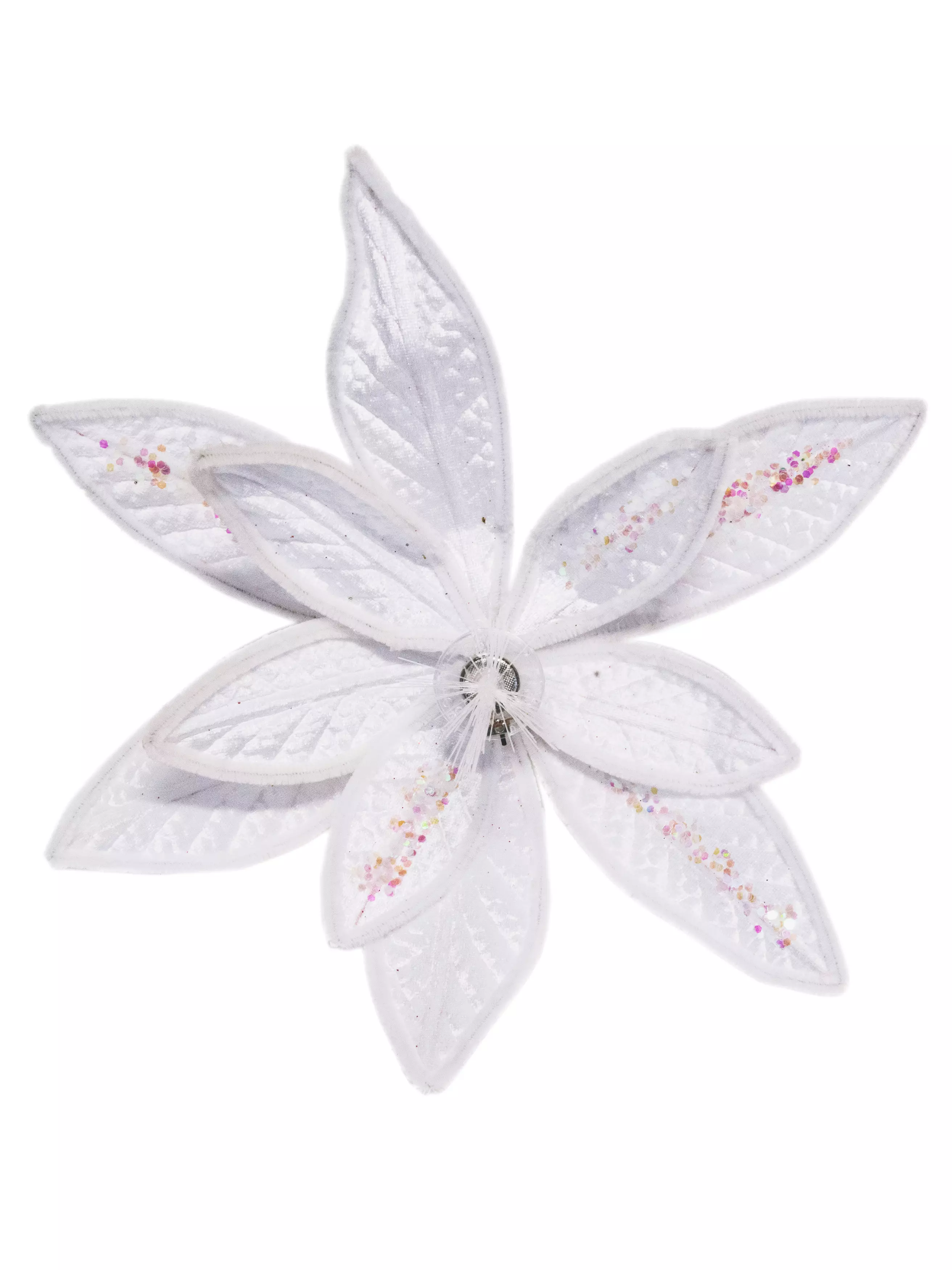 Новогоднее елочное украшение в виде цветка на клипсе из ч/металла со светод.подсветкой 92407