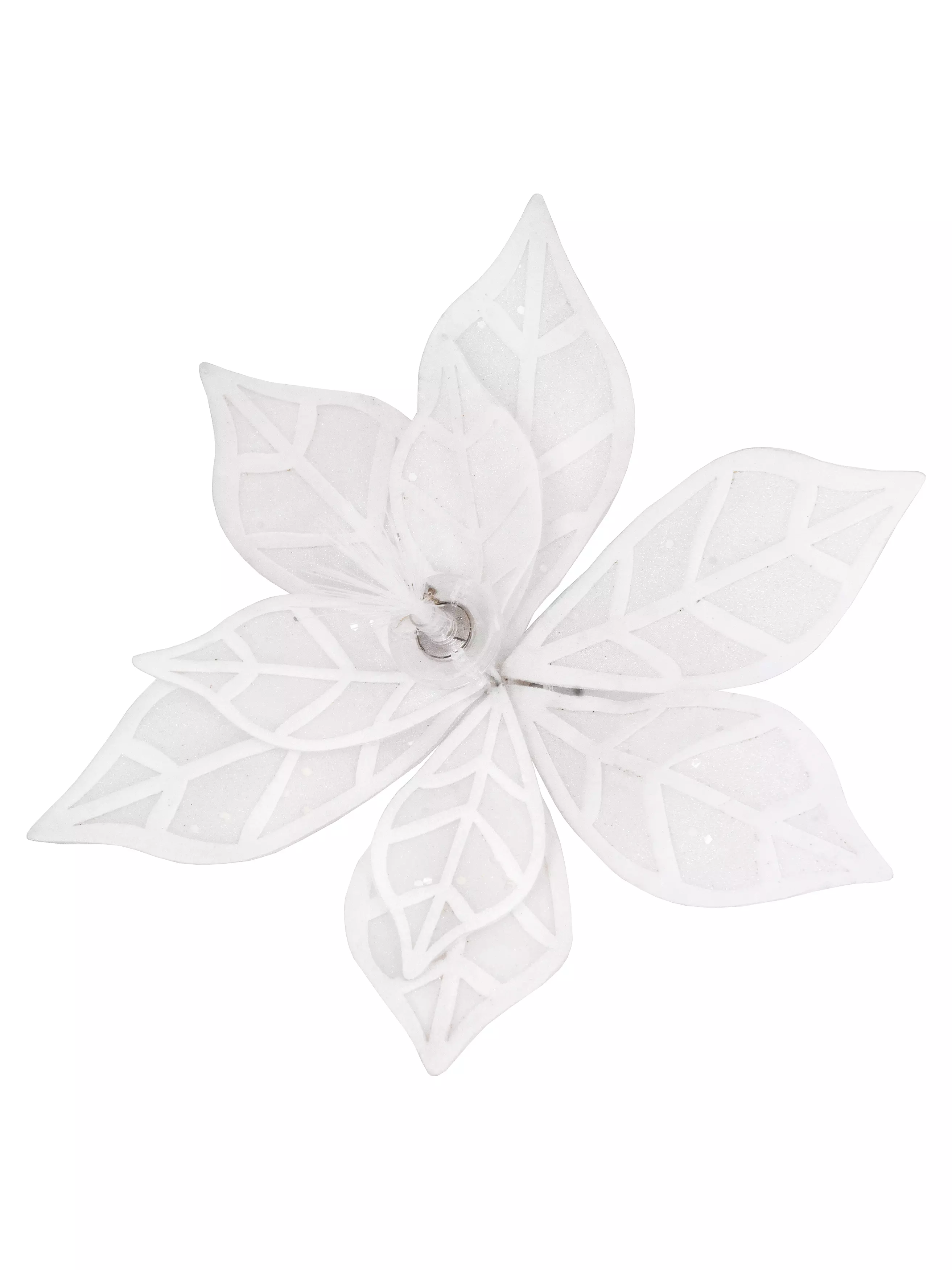 Новогоднее елочное украшение в виде цветка на клипсе из ч/металлатеплый белый 28x28x18см 92406