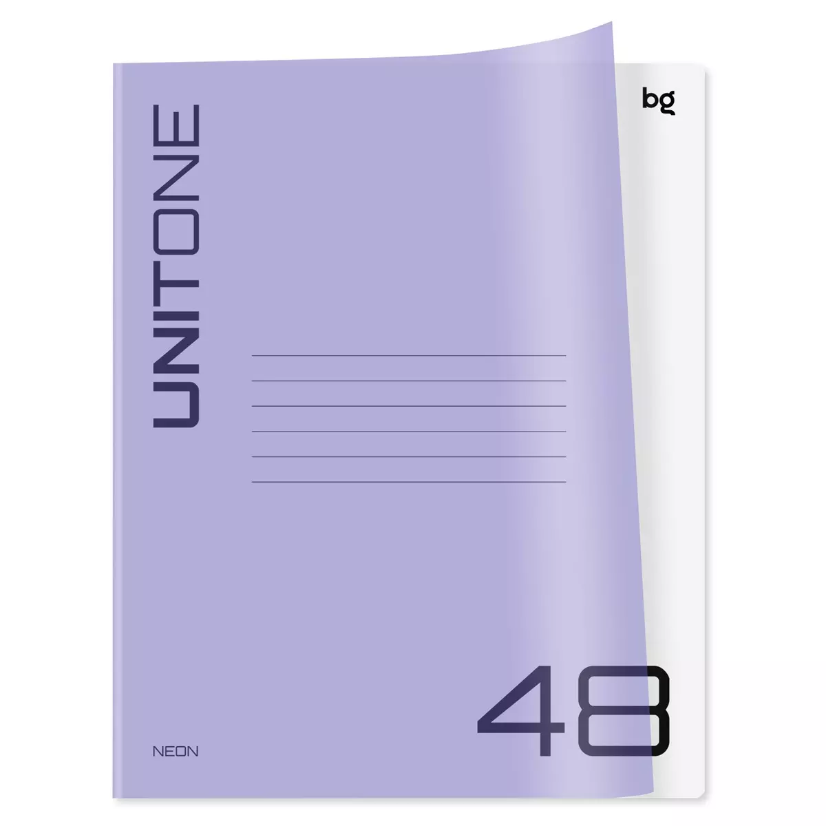 Тетрадь 48 листов в клетку А5 BG &quot;UniTone. Neon&quot;, пластиковая обложка, неон сиреневый