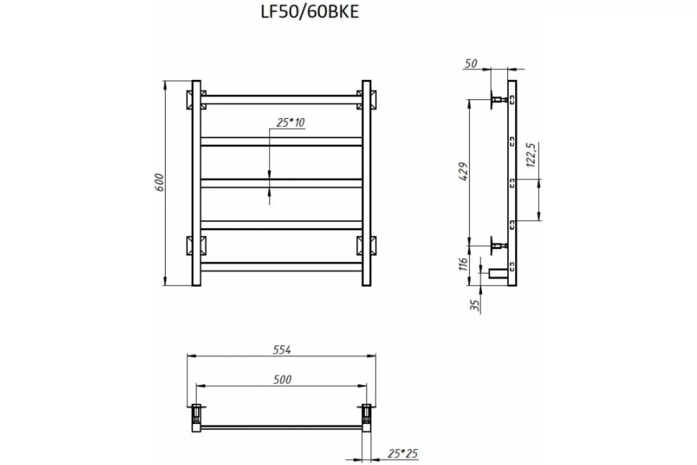 Полотенцесушитель электрич.TermoSmart Лофт 50х60, черный матовый (5п) LF50/60BKE