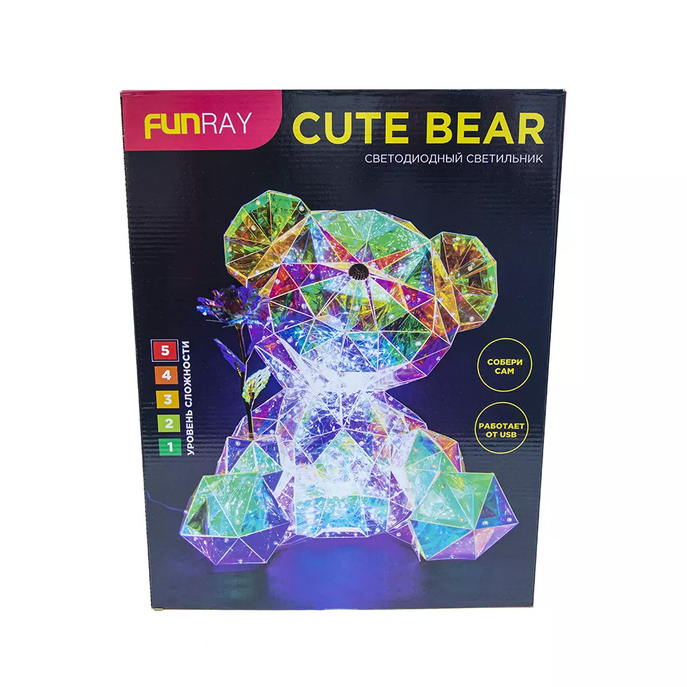 Светодиодная фигура DIY Cute Bear Медведь с розой 40 см, USB гирлянда в комплекте Funray 10002