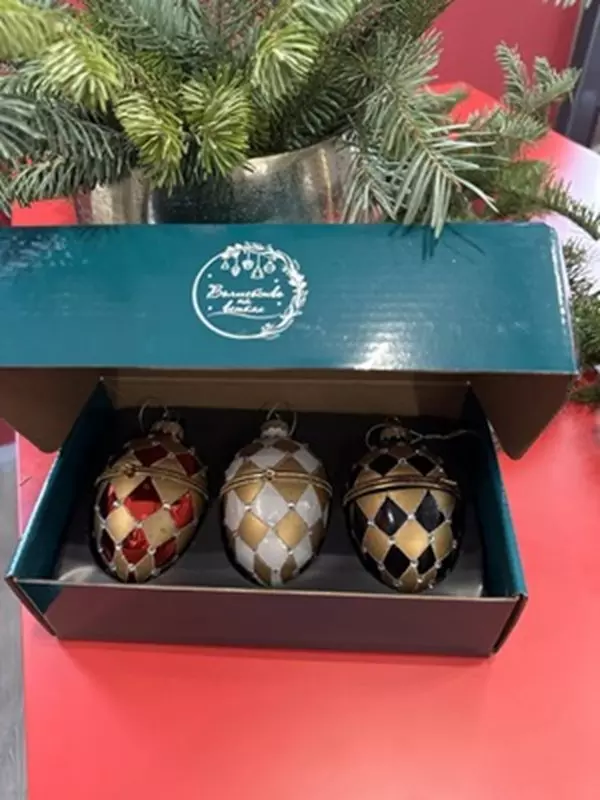 Елочные украшения стекло (3 шт) Волшебство на ветках VNV23/3-97