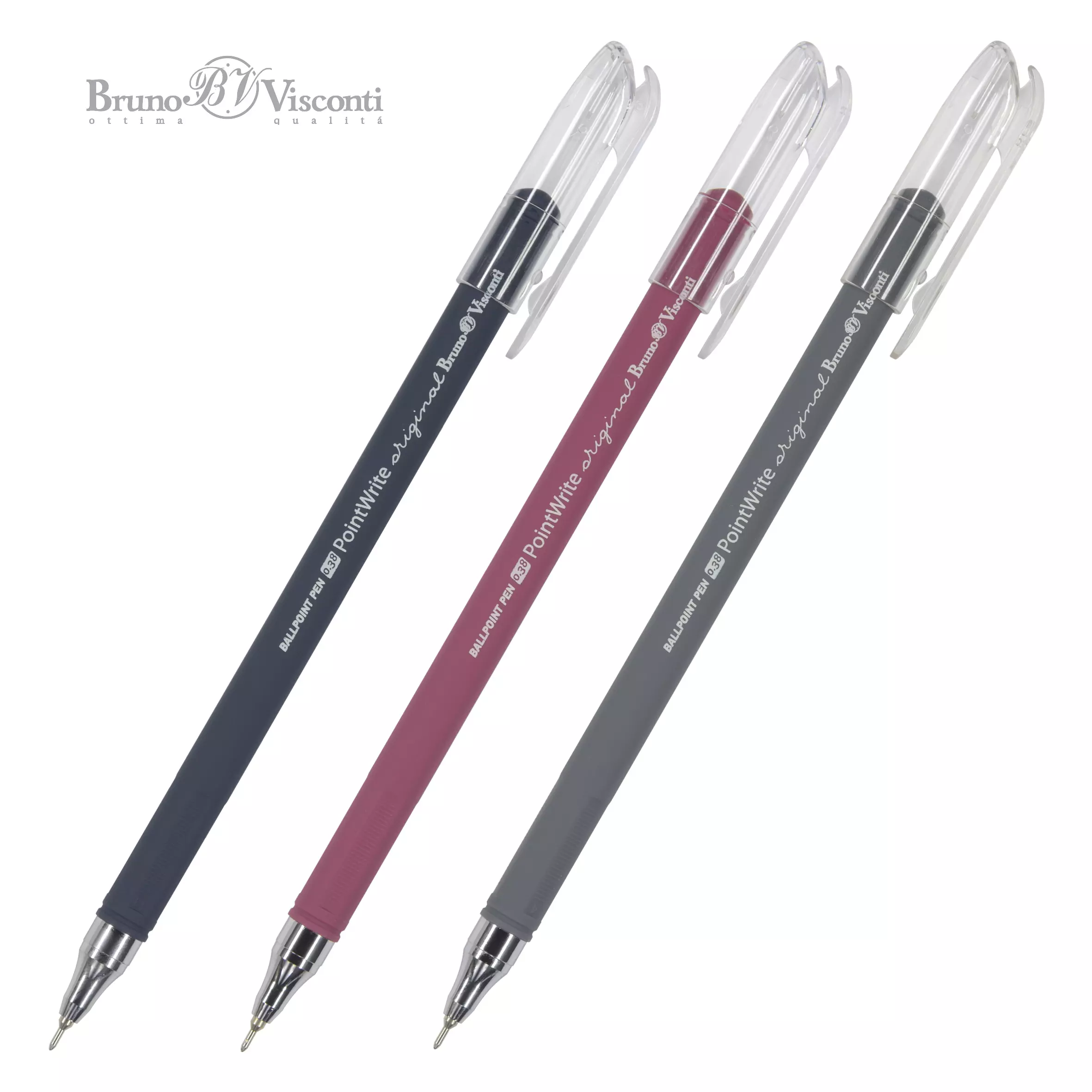 Шариковая ручка BrunoVisconti PointWrite Original, 0.38 ии, синяя (3 цвета корпуса)