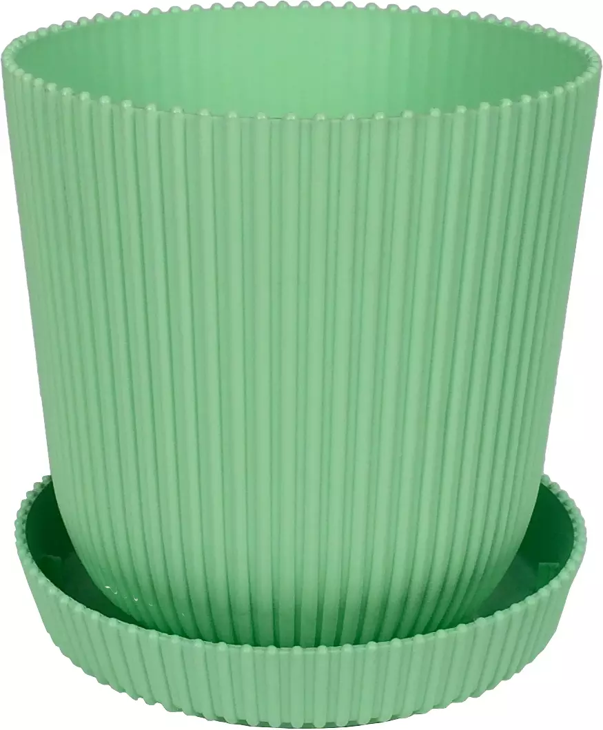 Цветочный горшок с поддоном ТЕК.А.ТЕК Le Gaufre D=13.5 1.8 л 802-1 зеленый