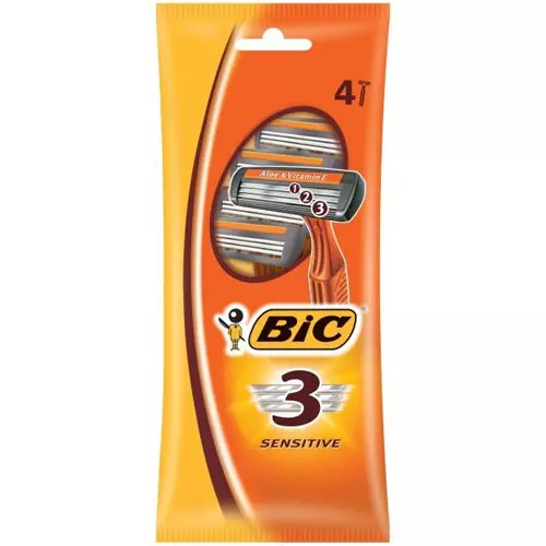 Станок для бритья BIC 3 одноразовый для чувствительной кожи, 4 шт