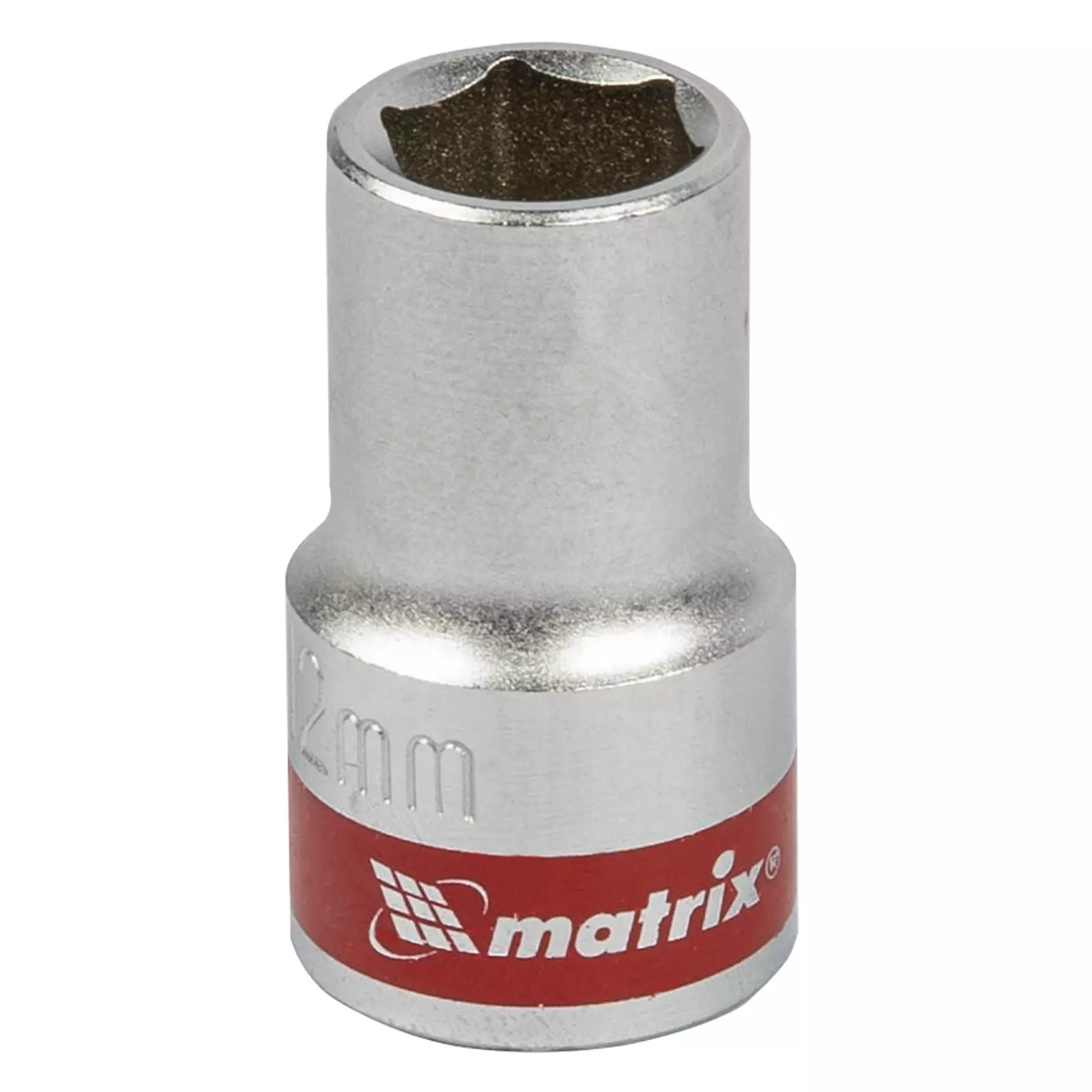 Головка торцевая 12мм, 6-гранная, Matrix 13112 CrV 1/2&quot; хром