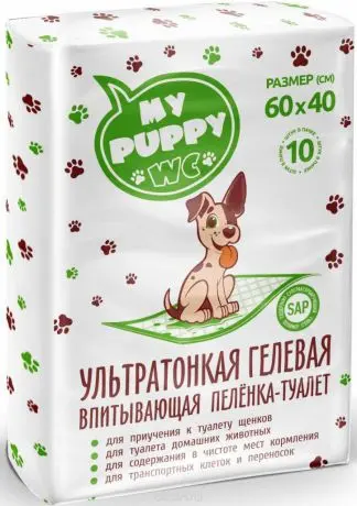 Пеленка-туалет впит. для животных  Одн/60*40 с суперабсорб.(10 шт) My Puppy WC