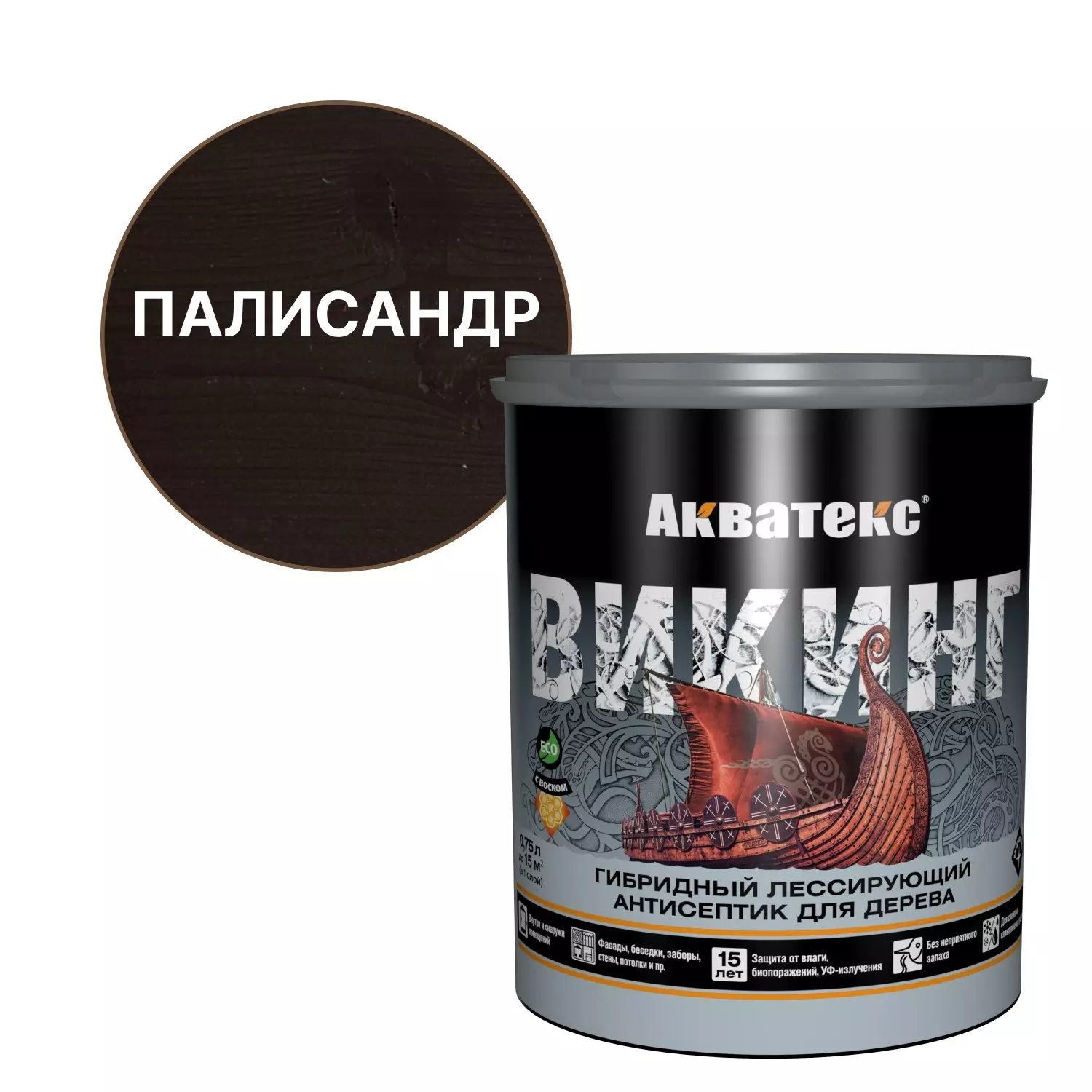 Антисептик декоративный гибридный Акватекс Викинг палисандр 0,75 л