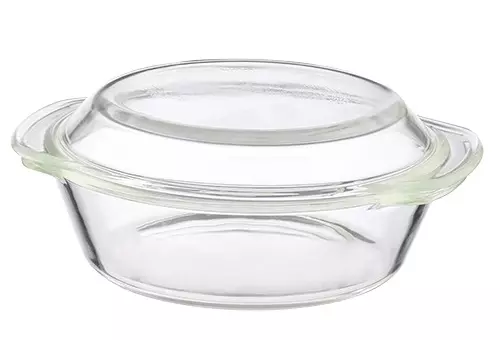 Жаропрочная посуда из стекла 0,7 л, овальная, с крышкой, BK-8826
