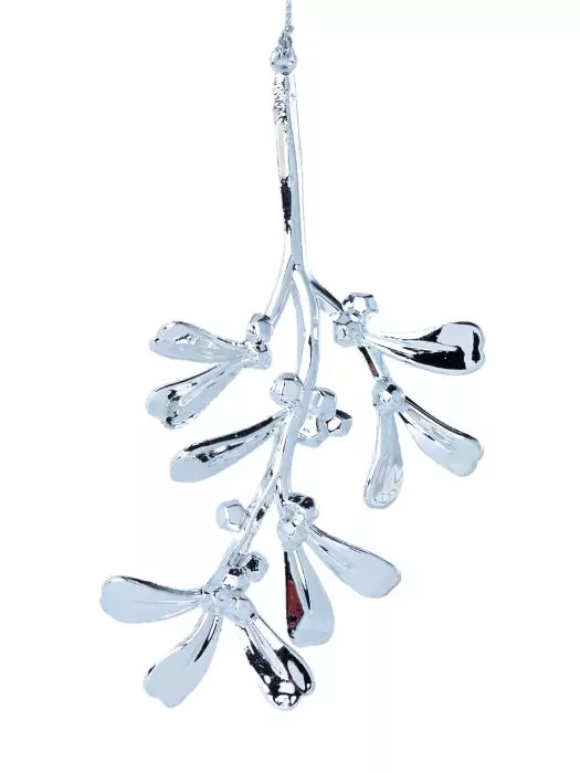 Новогоднее подвесное украшение Ветка в серебре из полипропилена / 0,5x8,5x17см 89067