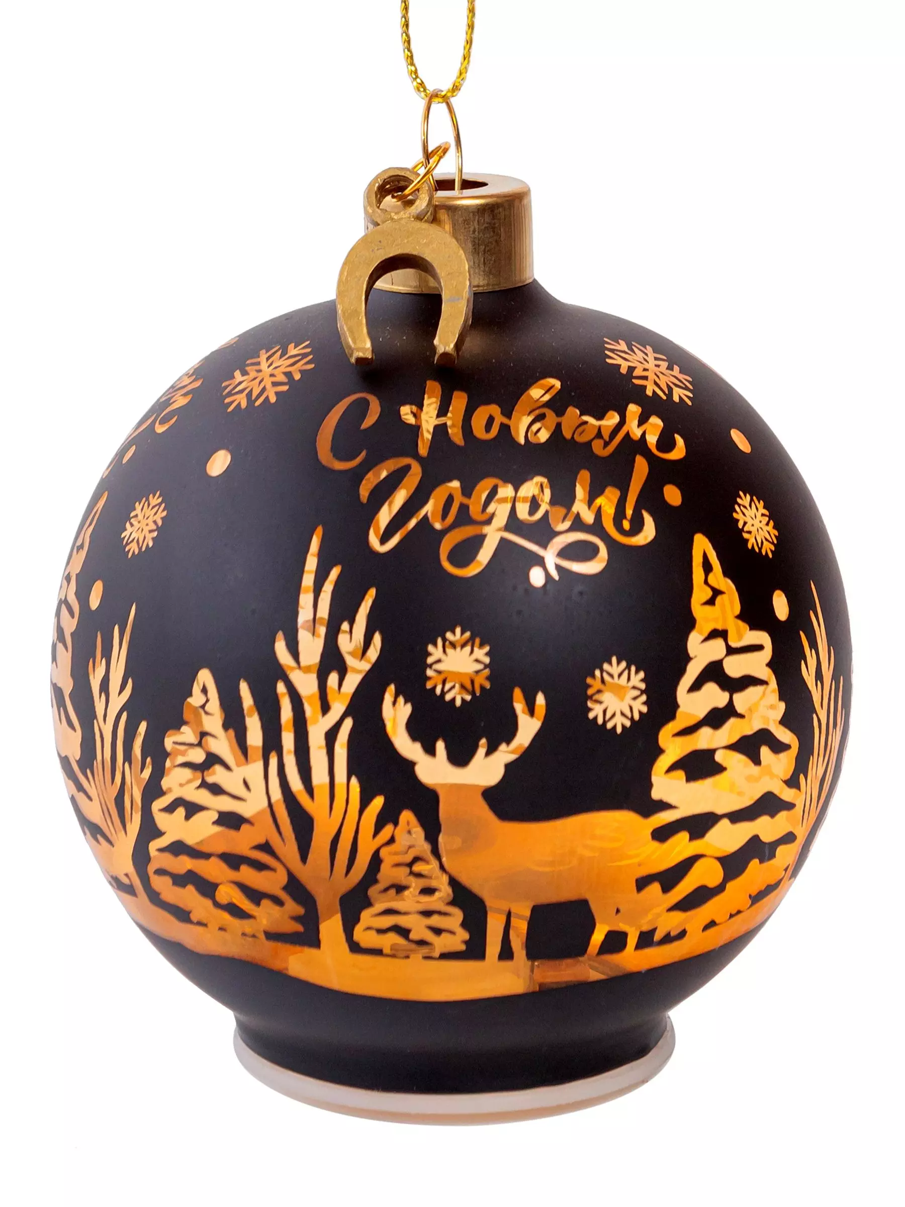 Новогоднее подвесное украшение из стекла, со светодиодной подсветкой 8x9x8см 95544