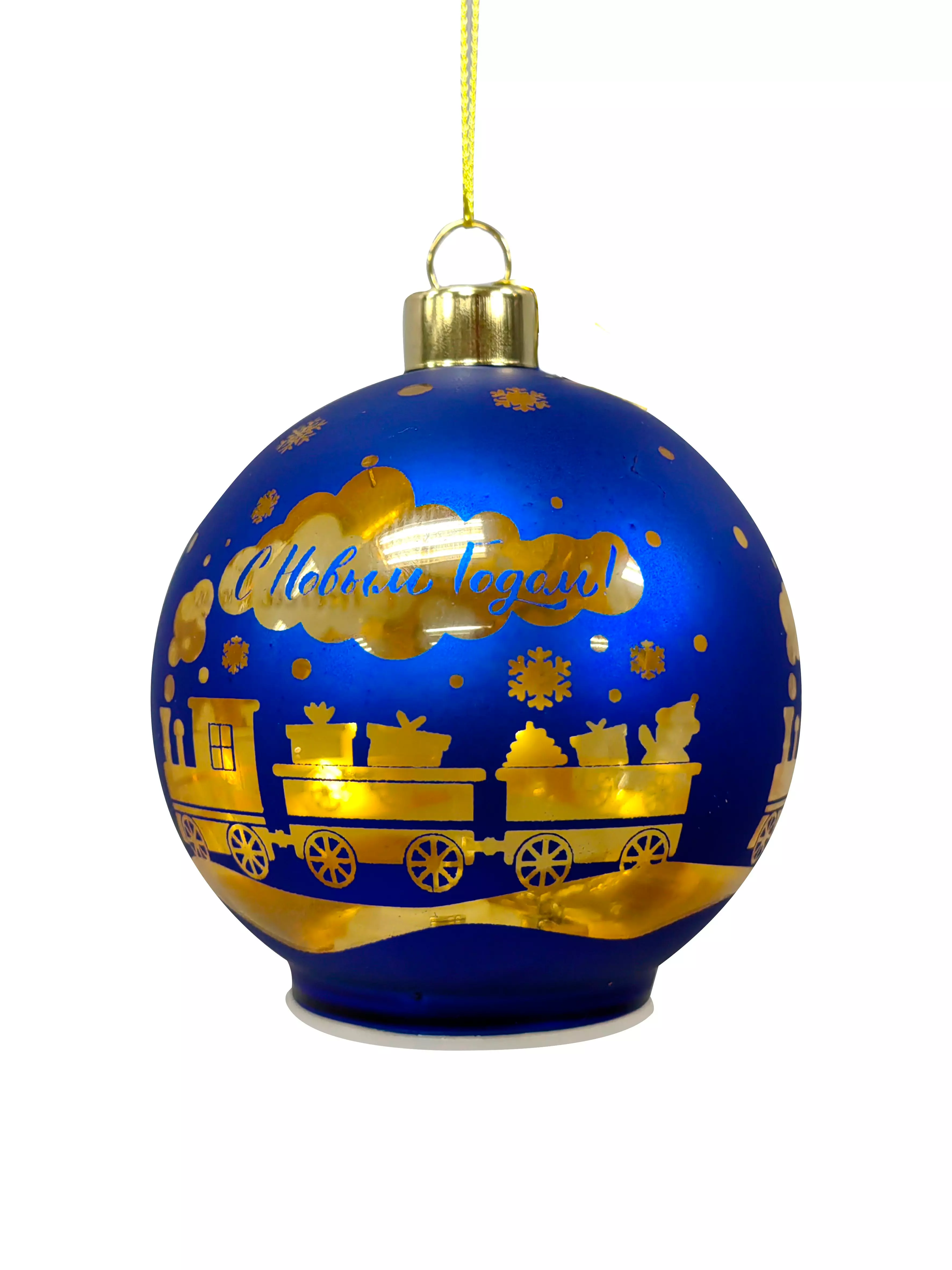 Новогоднее подвесное украшение из стекла, со светодиодной подсветкой 8x9x8см 95545