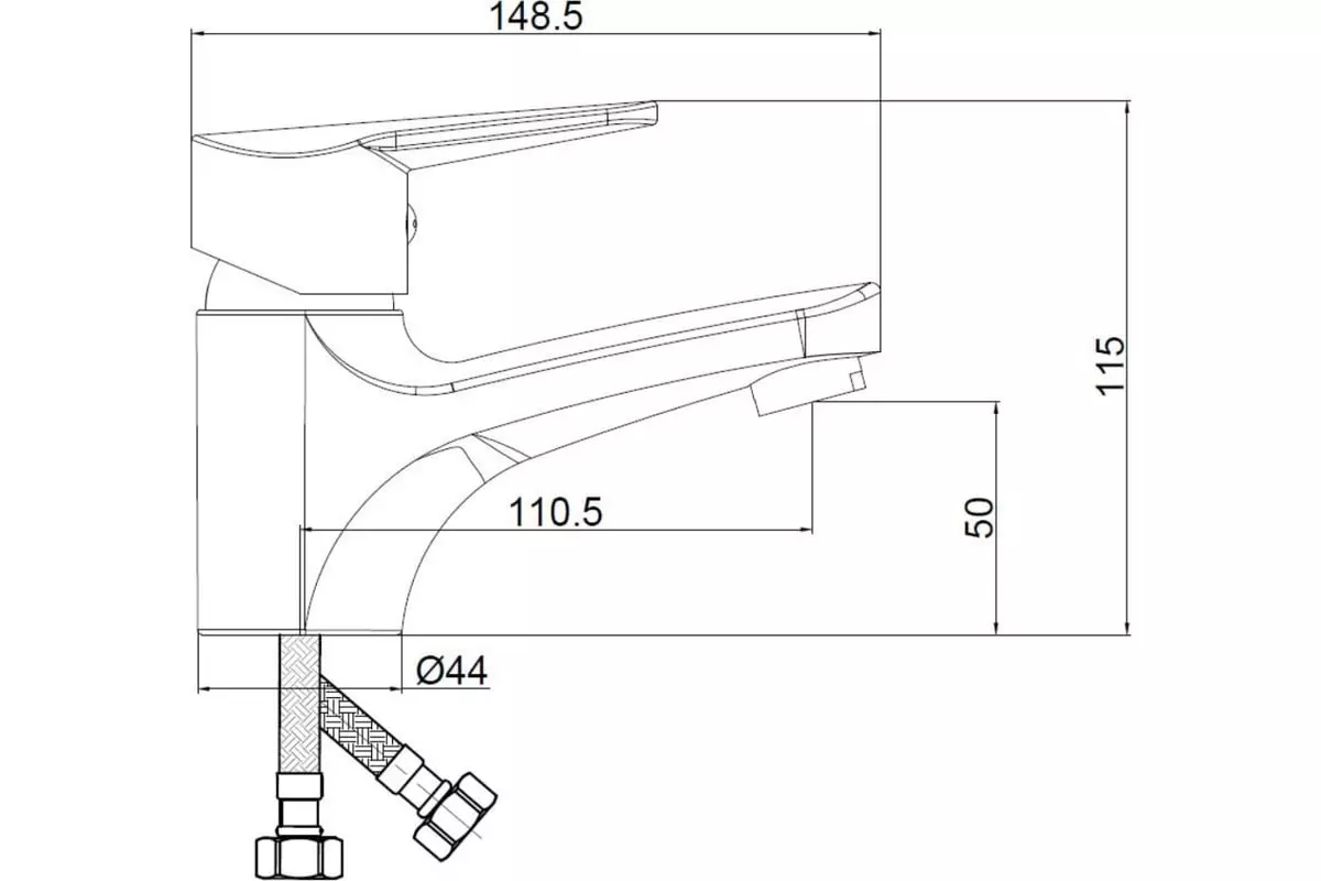Смеситель для раковины, хром, VODA Breeze BZ26, полимерный сплав, классика