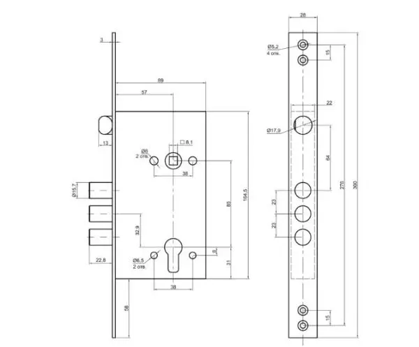 Замок врезной BORDER GL4-3 В б/о м/о 85 без ЦМ 73201