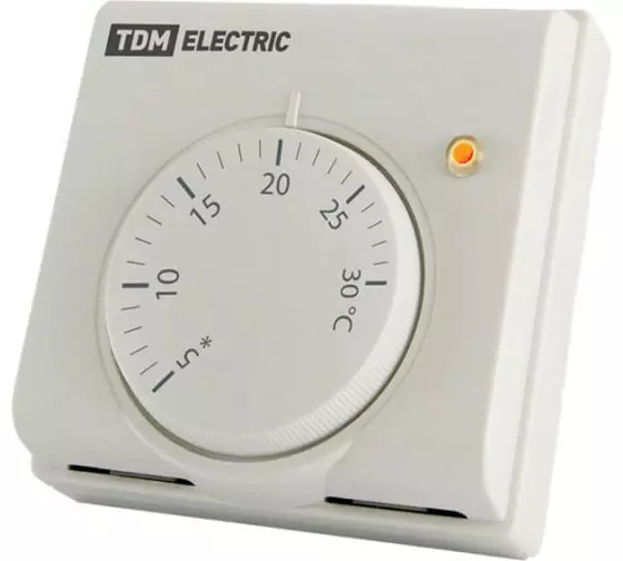 Терморегулятор механический открытого монтажа TDM индикатор вкл/выкл 10А 230В белый SQ2503-0009