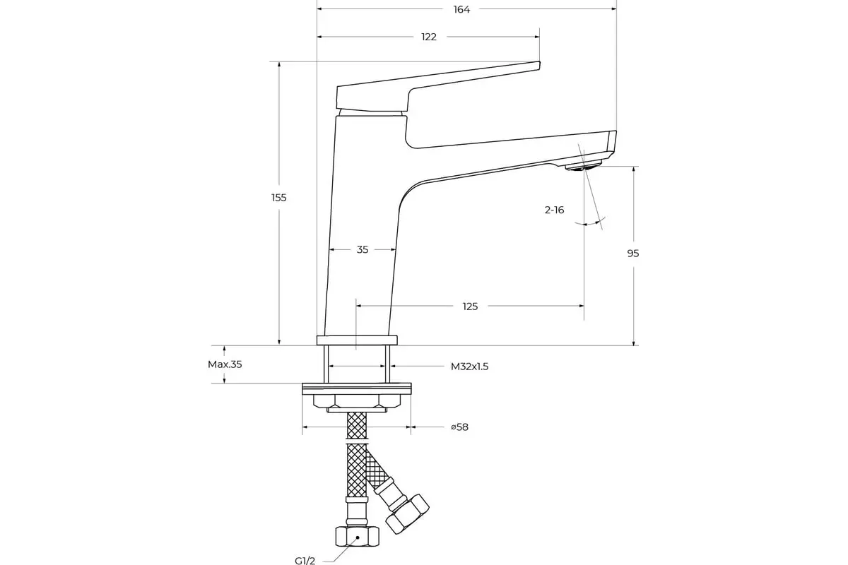 Смеситель для раковины, хром BelBagno ARDENTE-LVM-CRM-W0 без донного клапана, латунь