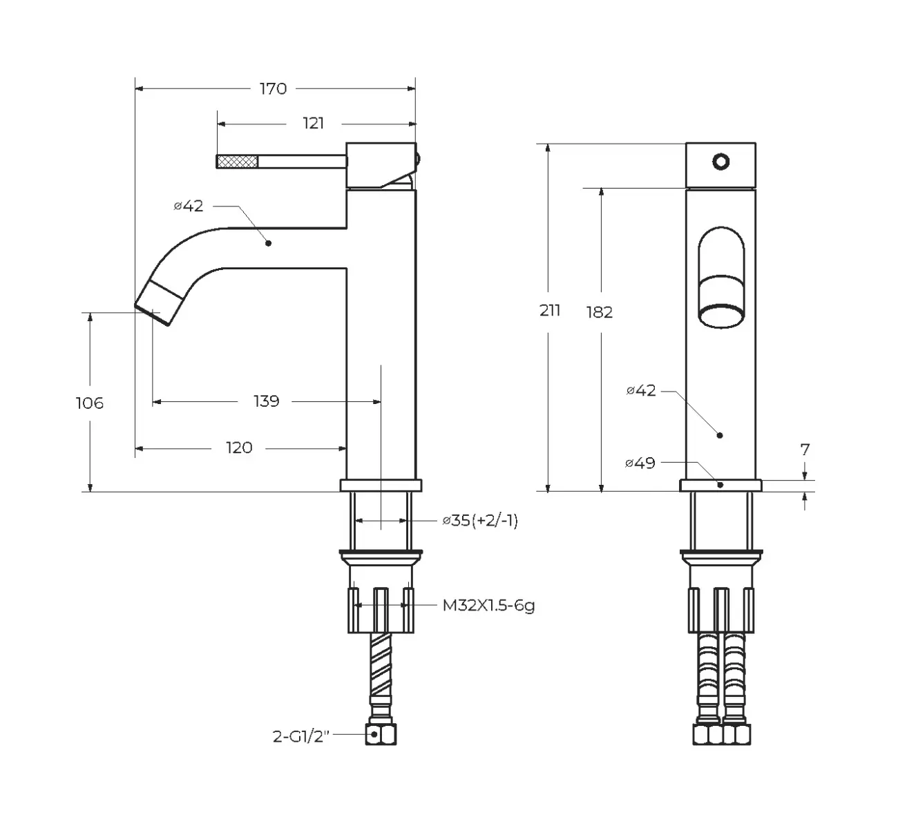 Смеситель для раковины, хром CEZARES RELAX-LS1-01-W0 без донного клапана, нерж. сталь
