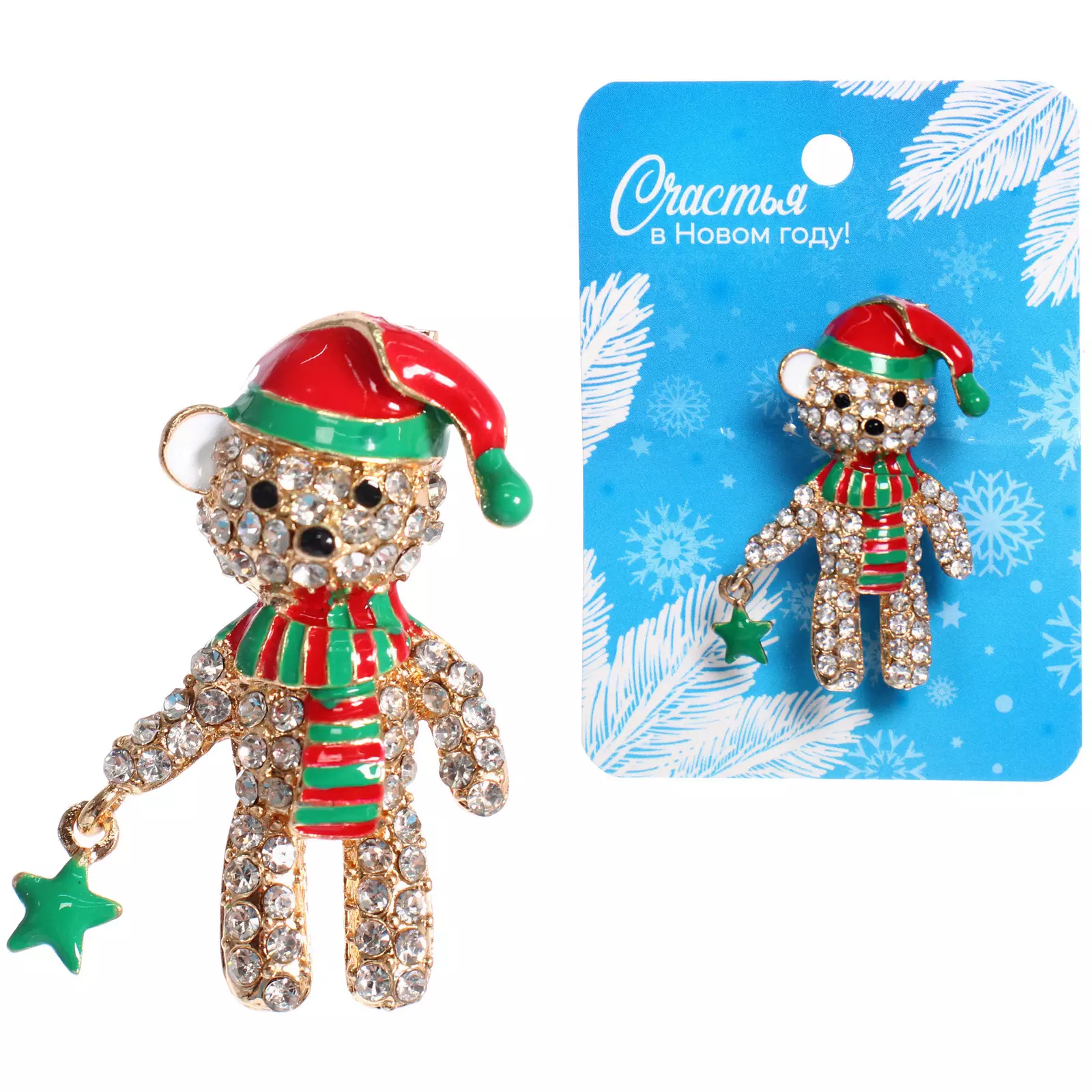 Брошь Новогодняя Коллекция Очаровательный Мишутка 4х2,5 см 545-241