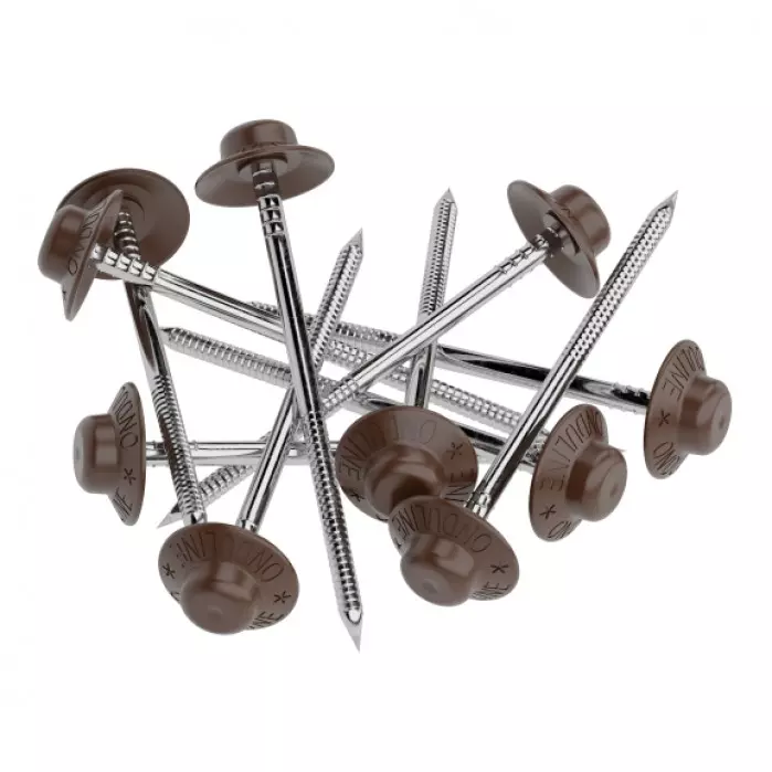 Кровельные гвозди для Ондулин с литой шляпкой коричневый 3,1х75 мм 100 шт/уп